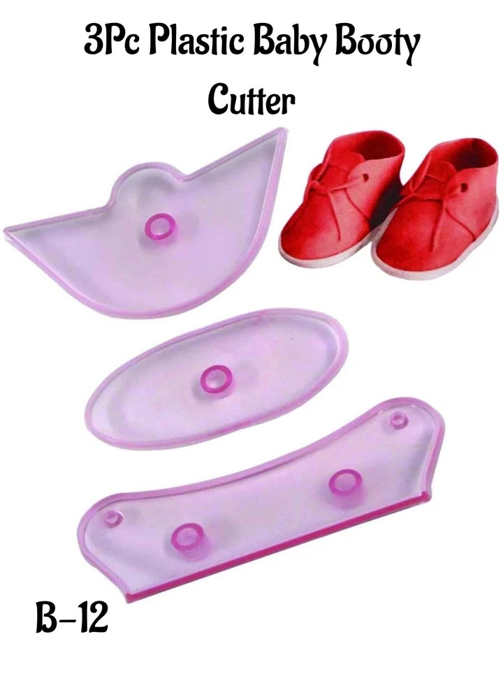 Baby Bootie Fondant Cutter Set - 3 Piece Classic Baby Shoe Template for Gum Paste Baby Shower and Christening Toppers