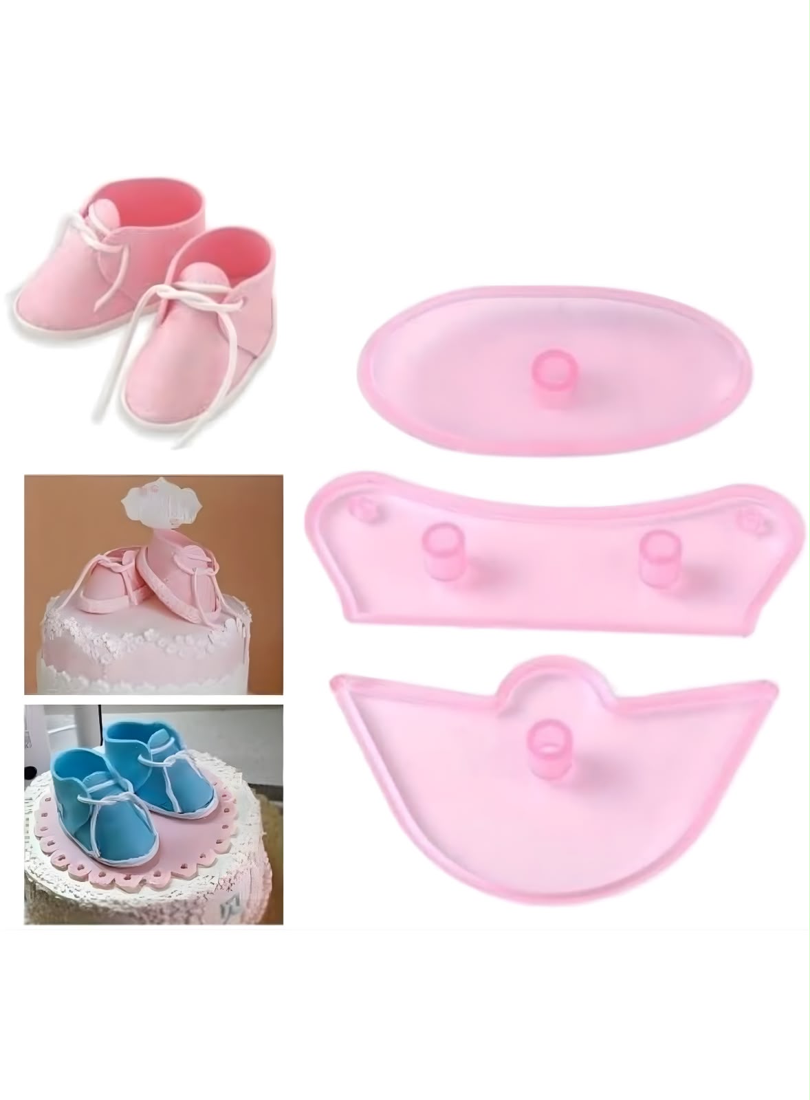 Baby Bootie Fondant Cutter Set - 3 Piece Classic Baby Shoe Template for Gum Paste Baby Shower and Christening Toppers
