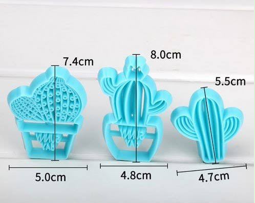 3 Pcs Cactus Fondant Cutter and Embosser Set - Ribbed Column, Prickly Pear and Barrel Cactus for Desert Theme Cakes and Cookies