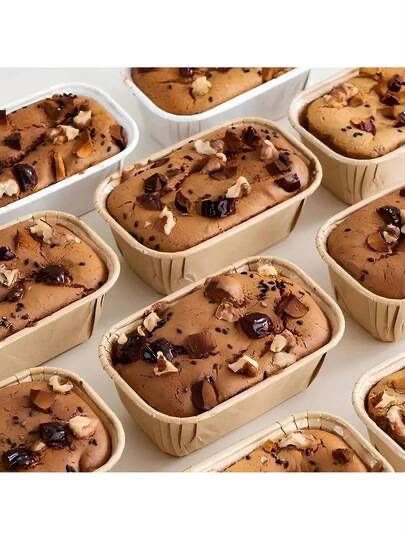 Bake and Serve Kraft Baking Tubs 250 ml - Oven Safe Paper Loaf Moulds for Mini Cakes, Brownies and Banana Bread, Pack of 10