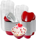 Heart Shape Bake and Serve Foil Container with Clear Lid - 5 x 5 x 2 inch, 250 ml, for Lava Cakes, Brownies and Desserts