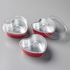 Heart Shape Bake and Serve Foil Container with Clear Lid - 5 x 5 x 2 inch, 250 ml, for Lava Cakes, Brownies and Desserts