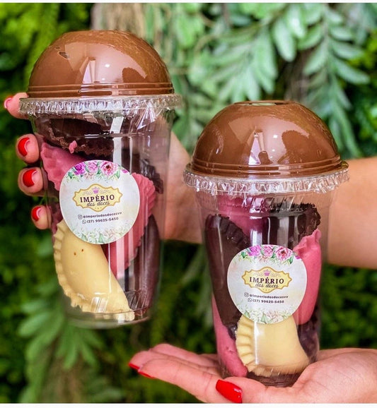 Cookie and Churro Dip Cup 350 ml with Dip Dome and Lid - Clear Snack Cup for Dessert Dips, Fries and Takeaway