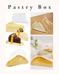 Triangle Cake Slice Box with Clear Dome - PVC Wedge Container for Cheesecake, Pastry and Single Slices