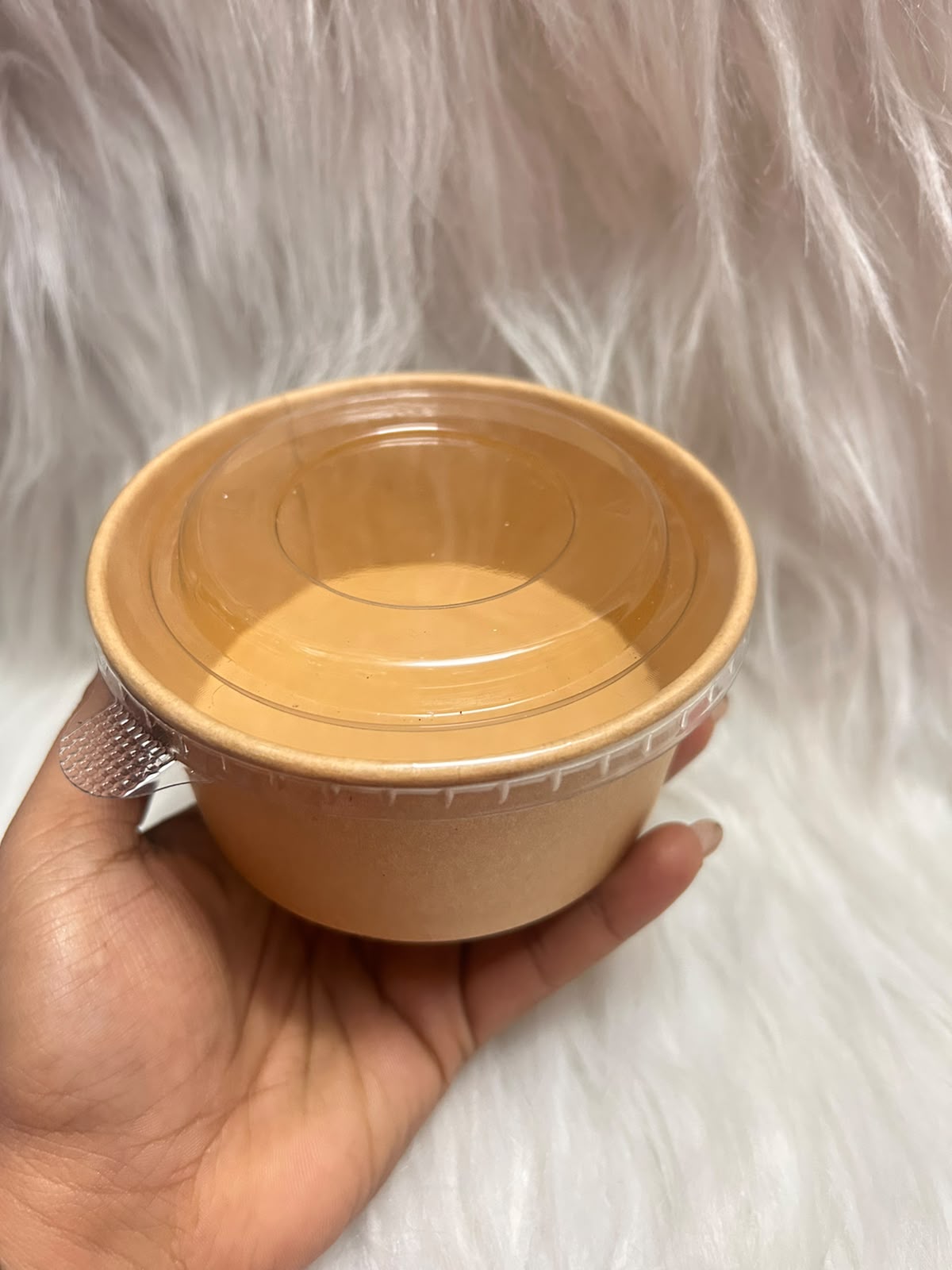 Bake and Serve Kraft Tub with Clear Airtight Lid - 350 ml Oven Safe Round Container for Bakes, Desserts and Takeaway, Pack of 10