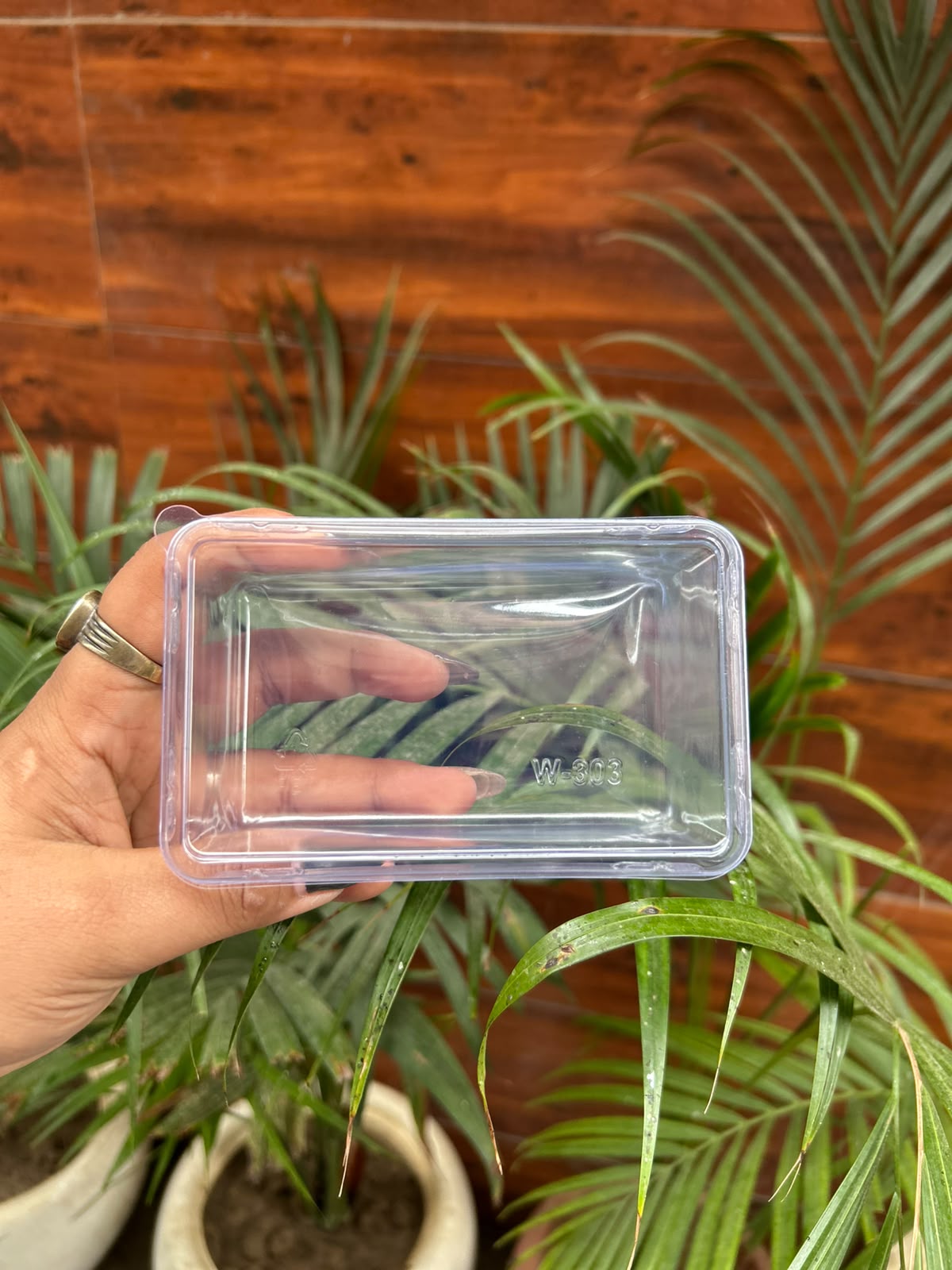 Transparent PVC Rectangle Dessert Tub with Lid - 250 to 300 ml