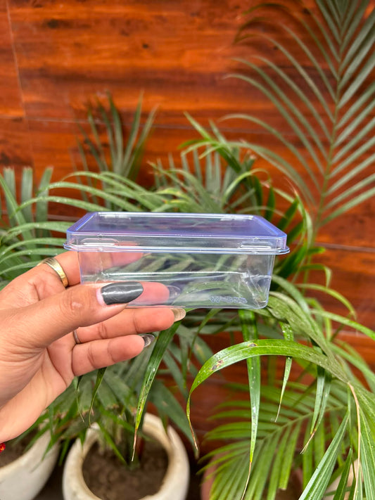 Transparent PVC Rectangle Dessert Tub with Lid - 250 to 300 ml