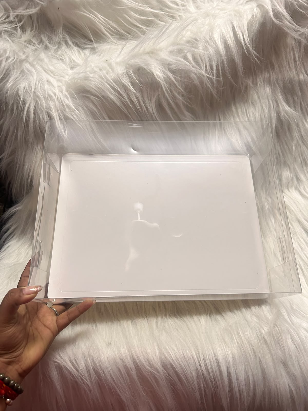 Imported Clear Hamper Box with White Base - 13.5 x 10 x 4 Inch