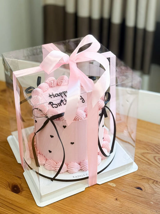 Imported Transparent Tall Cake Box with Drum Base