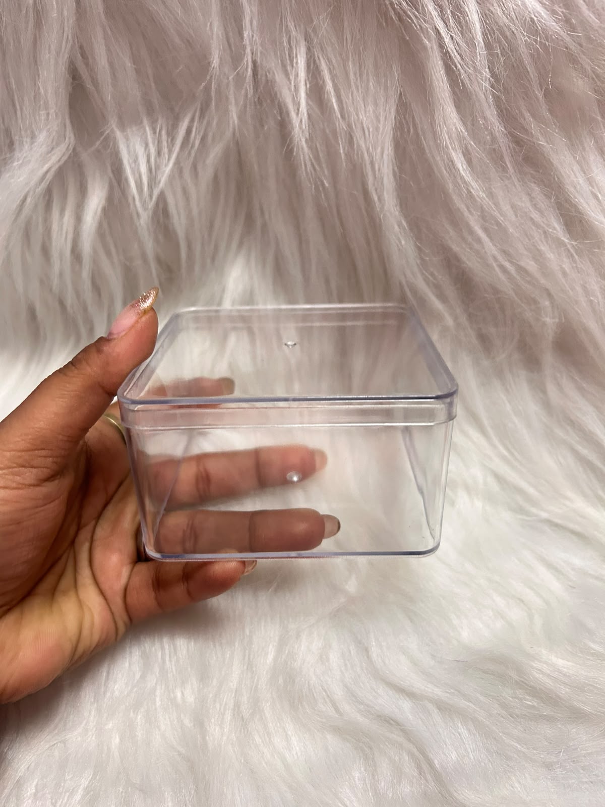 Clear Acrylic Square Dessert Tub with Lid - 400 ml, 4 Inch