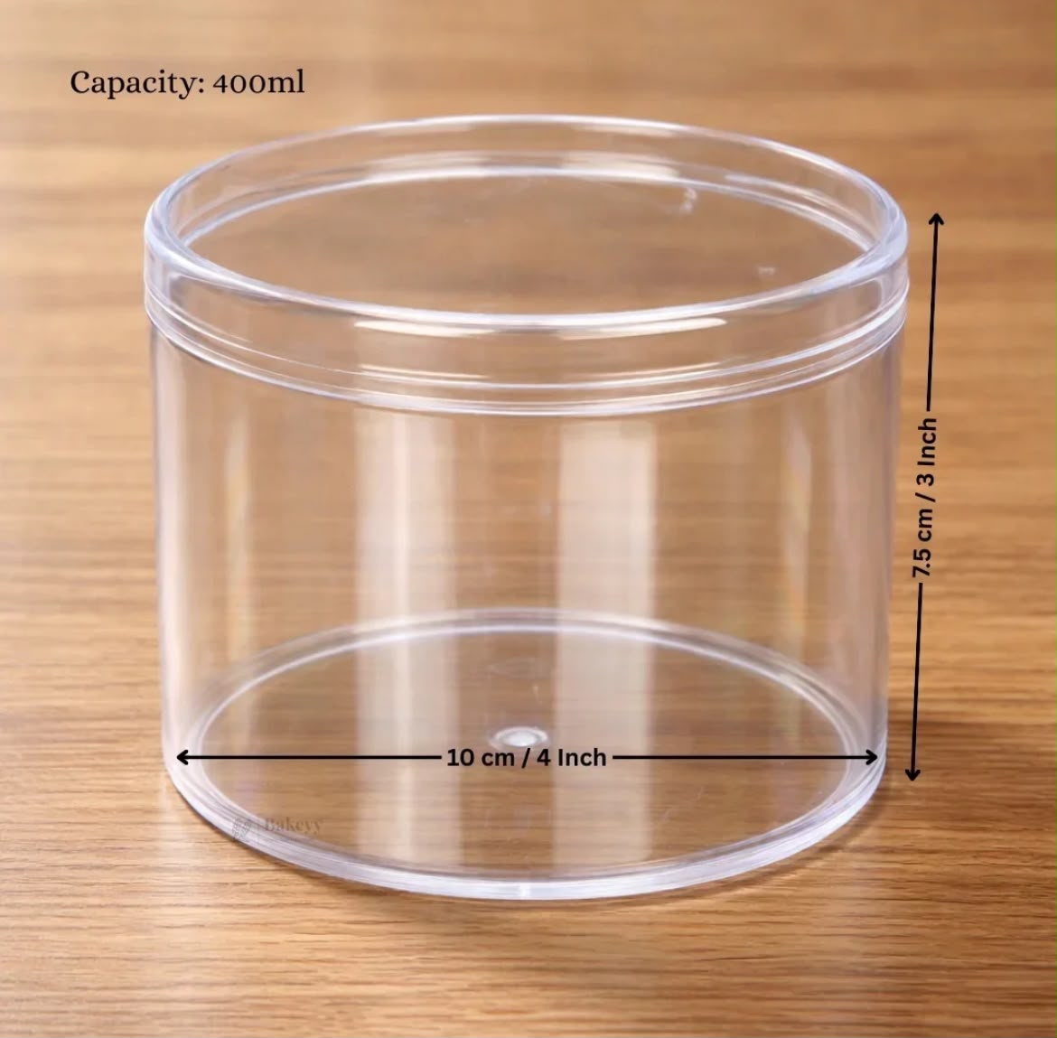 Clear Acrylic Round Dessert Tub with Lid - 400 ml, 4 Inch