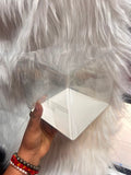 Transparent Bento Cake Box 14 x 14 cm - Side Opening Clear Box with White Base and Pull-Up Handle for Mini Cakes, Desserts and Hampers