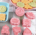 8 Pcs Happy Birthday Fondant Stamp and Cutter Set - Message Plaques with Cake, Teddy, Balloons and Bouquet for Cookies and Fondant