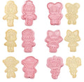LOL Doll Shape Cookie Cutters Set - 6 Pcs Plastic Cookie & Fondant Stamps