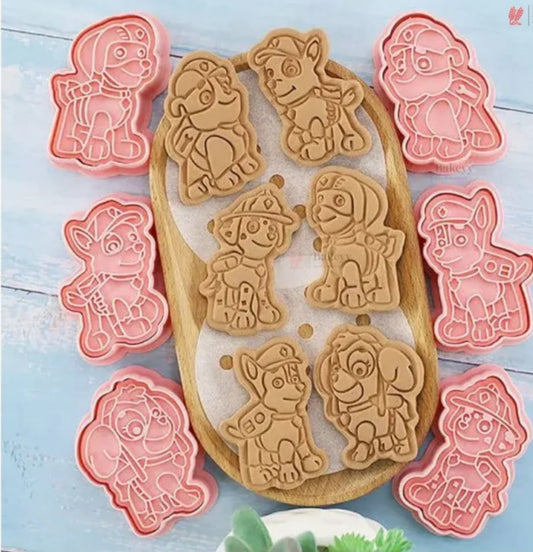 Paw Patrol Theme Cookie or Fondant Cutter & Embosser Set | 6 Piece
