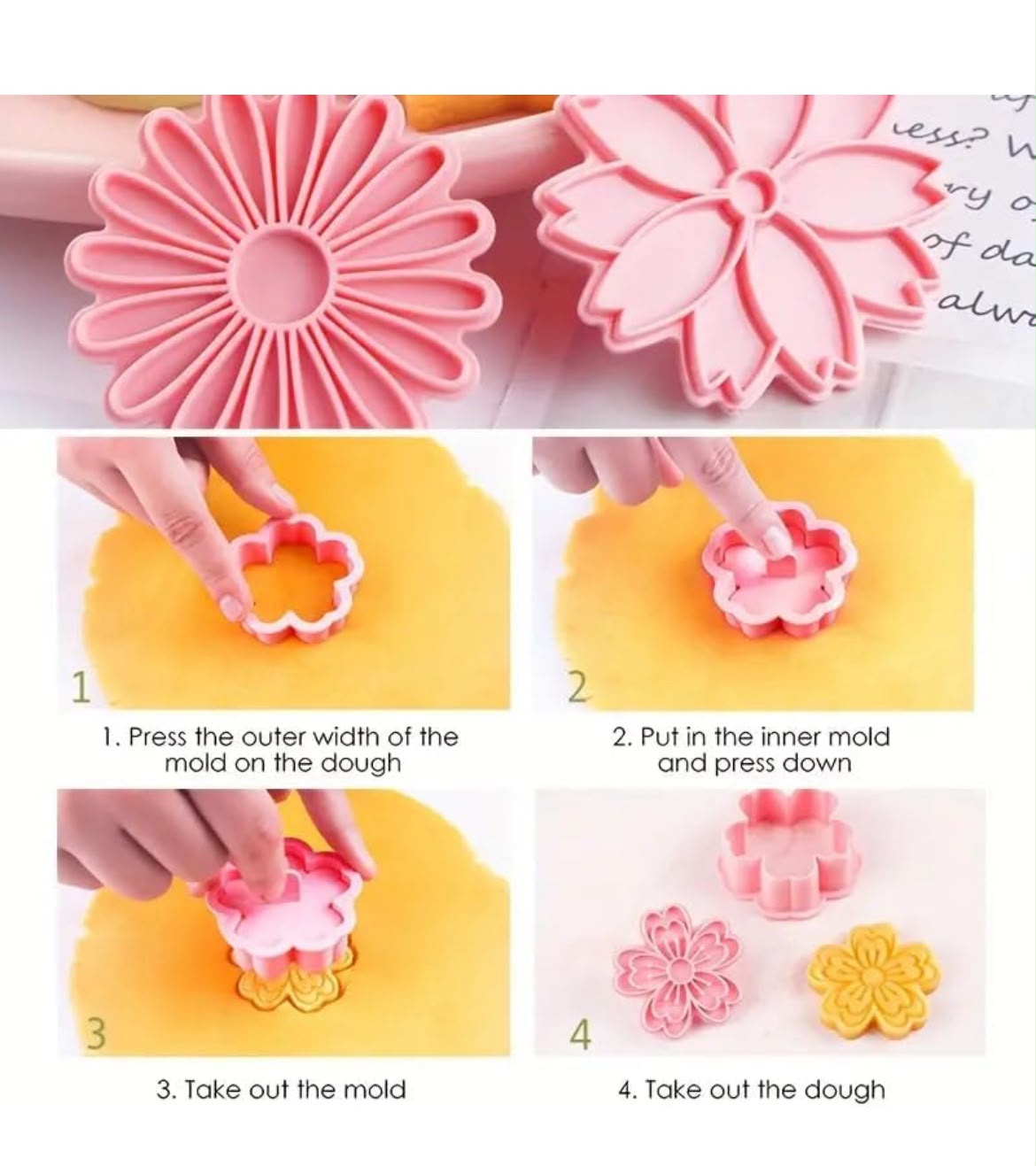 8 Pcs Flower Cookie Cutter and Embosser Set - Blossom, Daisy, Sunflower, Rose, Tulip and Lotus Press Cutters for Biscuits, Fondant and Clay
