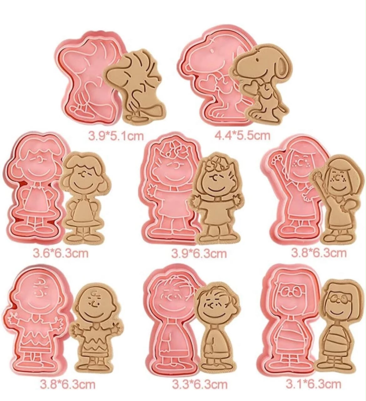 8 Pcs Snoopy & Peanuts Gang 3D Cookie Cutter and Embosser Stamp Set