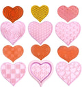 6 Pcs Valentine Heart Cookie Cutter and Embosser Set - One Heart Cutter with Five Pattern Stamps for Biscuits, Fondant and Clay