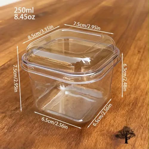 PVC Transparent Pudding Cup with Lid - 200 to 300 ml Dessert Tub