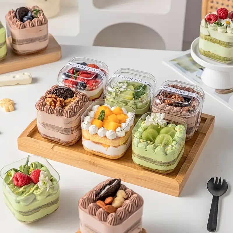 PVC Transparent Pudding Cup with Lid - 200 to 300 ml Dessert Tub
