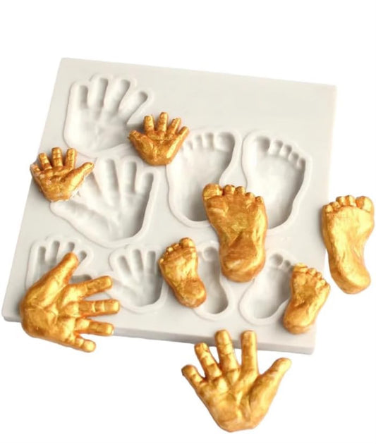 Baby Hand and Foot Print Silicone Mould - 8 Cavity Fondant & Chocolate Mould