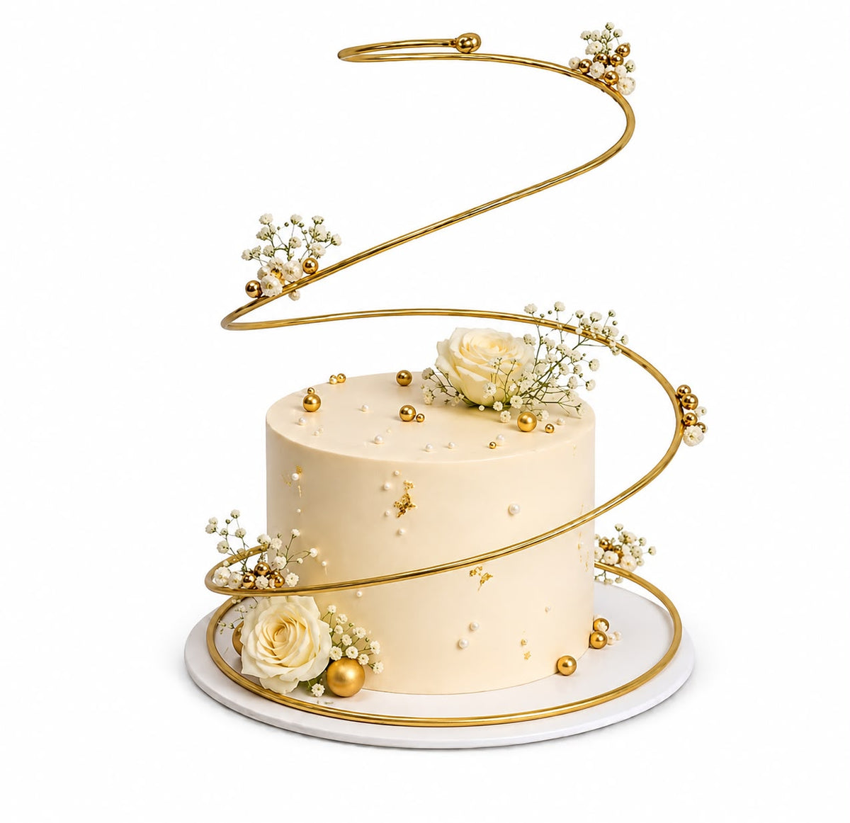 Golden Metal Spiral Cake Stand - 16 Inch Extendable Cake Decoration Frame