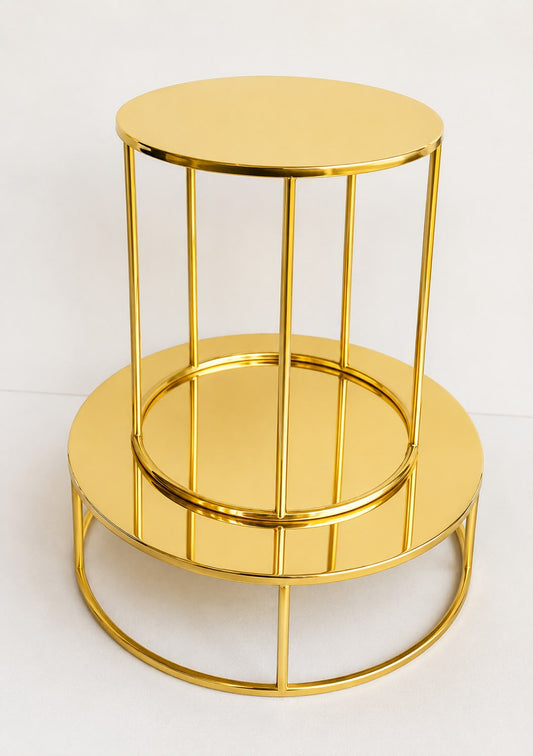 Gold Cake Separator Stand - Set of 2, Floating Tier Cake Risers