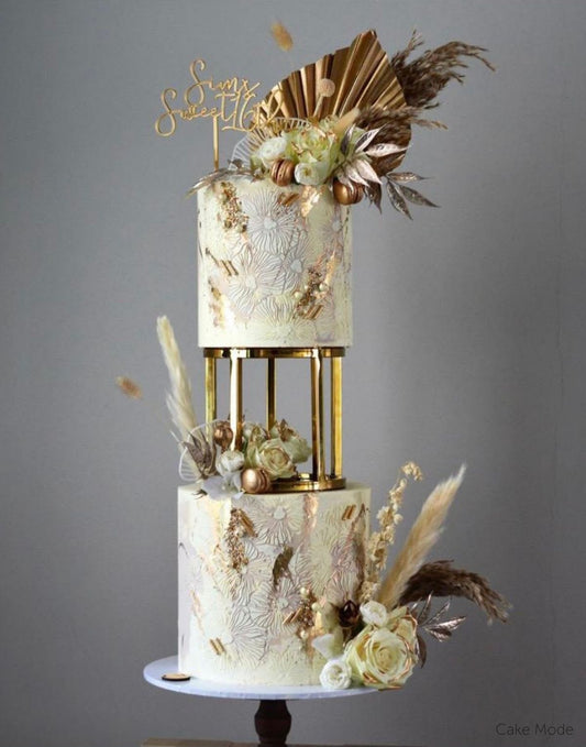 Gold Cake Separator Stand - Set of 2, Floating Tier Cake Risers