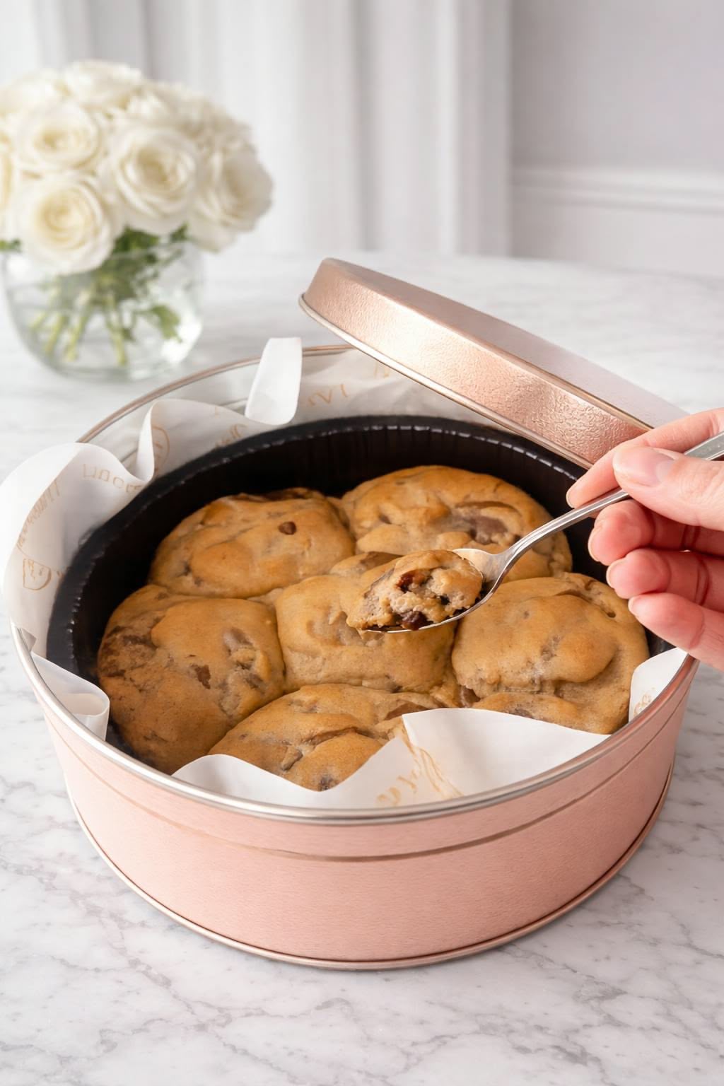 Rose Gold Round Cake Tin with Lid - Metal Baking & Gifting Tin