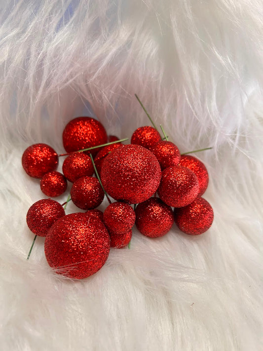 Shimmer Faux Balls - Mixed Size Glitter Cake Balls, 4 Sizes per Pack