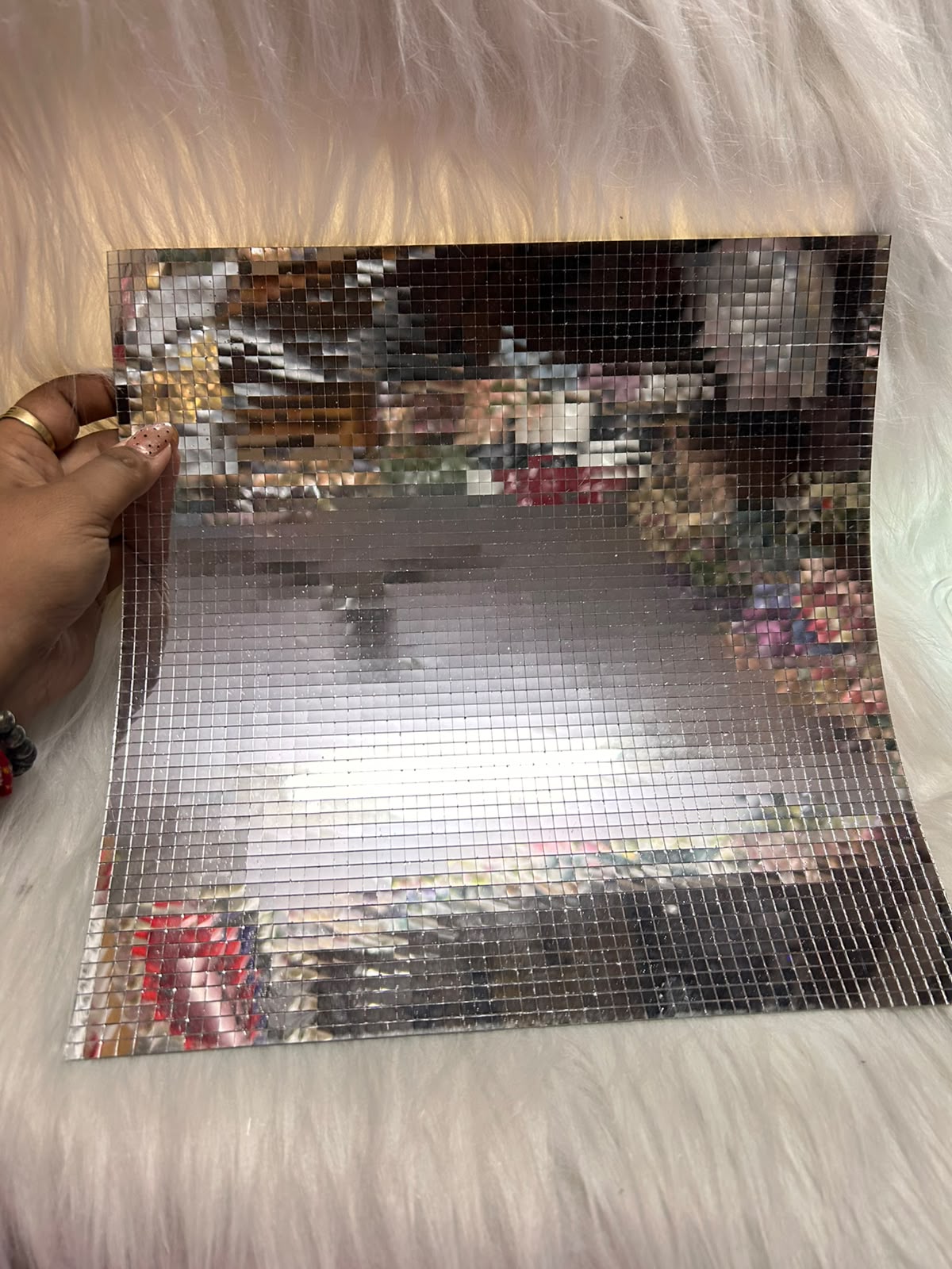 Mosaic Mirror Sticker Sheet - Self Adhesive Mini Square Glass Tiles, 12 x 12 Inch