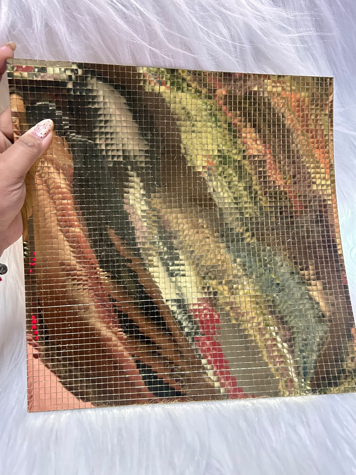 Mosaic Mirror Sticker Sheet - Self Adhesive Mini Square Glass Tiles, 12 x 12 Inch