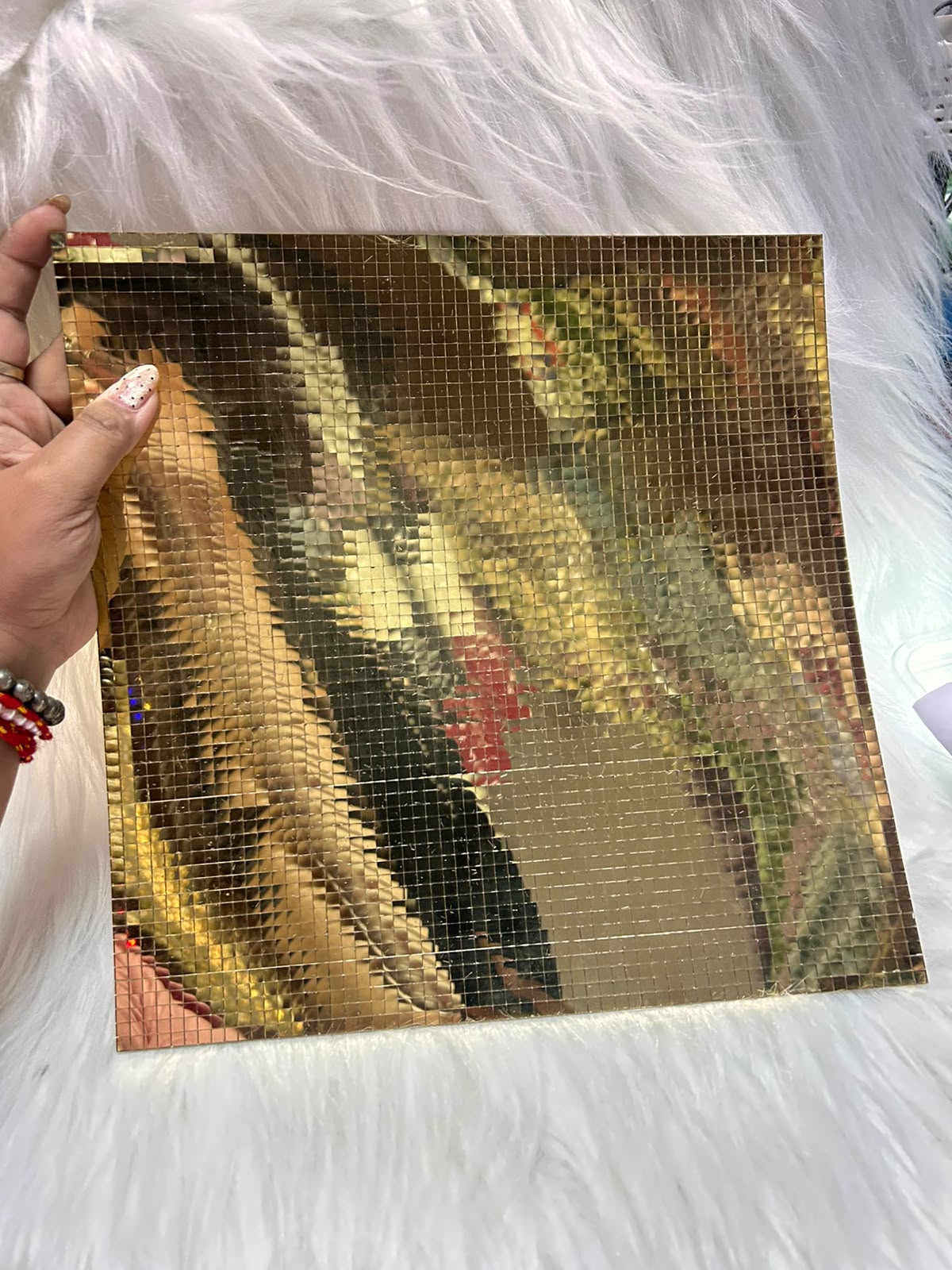 Mosaic Mirror Sticker Sheet - Self Adhesive Mini Square Glass Tiles, 12 x 12 Inch