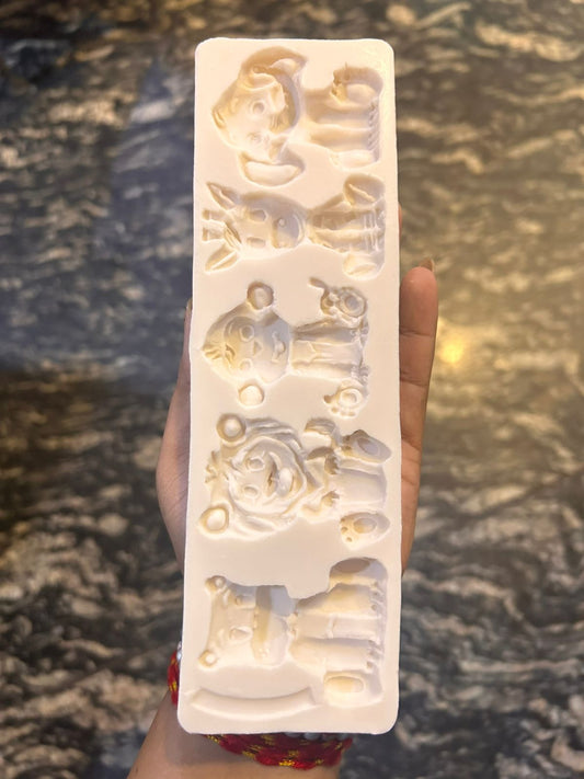 Jungle Safari Animal Fondant Silicone Mould with Tropical Leaves Mould - Set of 2