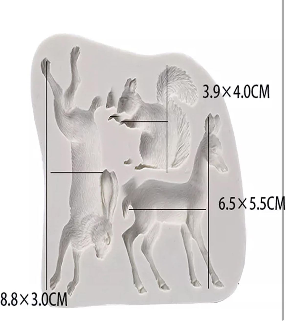 3D Woodland Animal Silicone Mould - Squirrel, Rabbit and Deer Fondant Mould