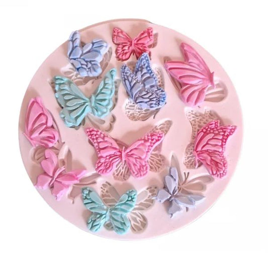 Butterfly Silicone Mould - 11 Cavity Fondant Mould with Realistic Wing Vein Detail