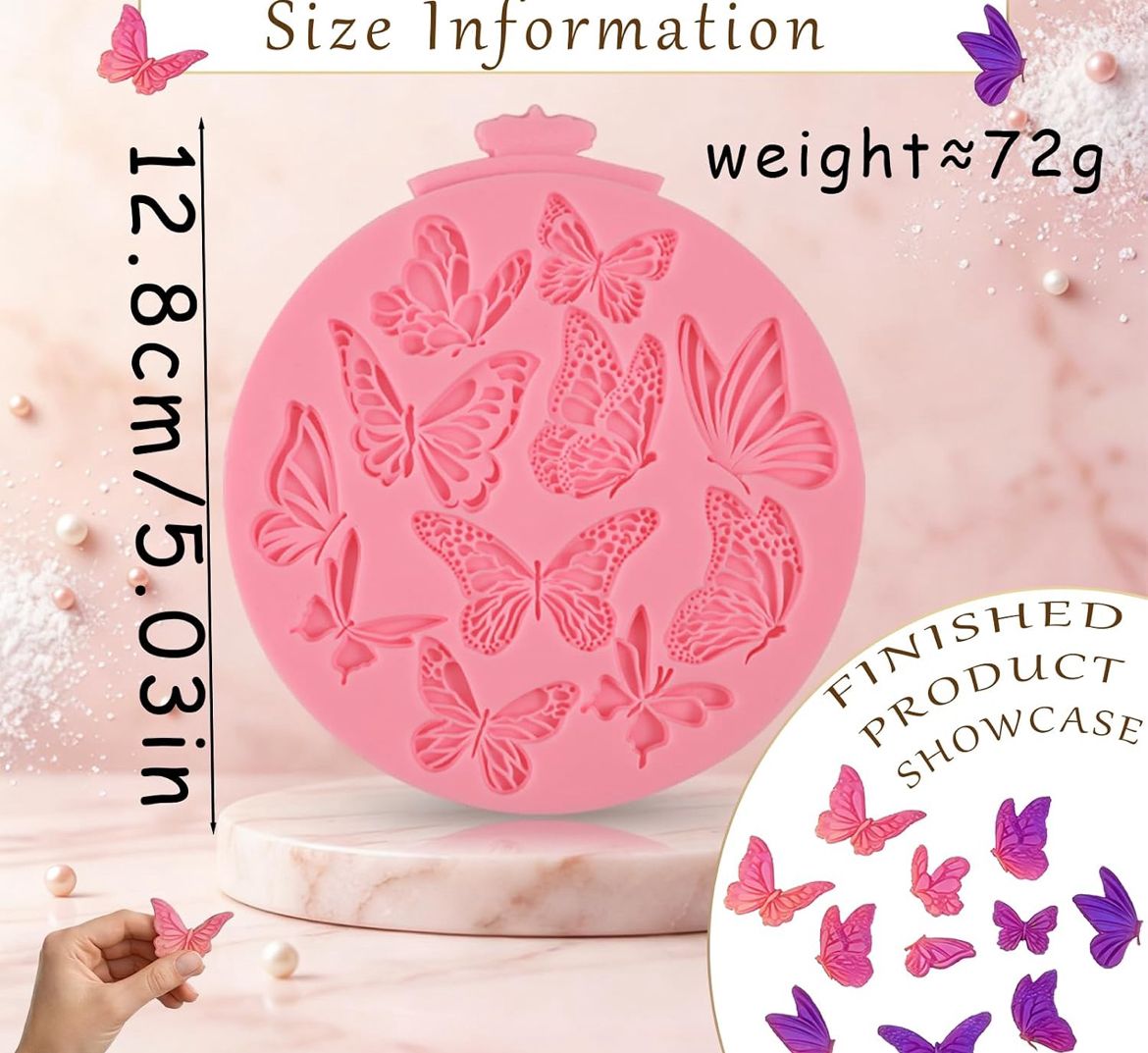 Butterfly Silicone Mould - 11 Cavity Fondant Mould with Realistic Wing Vein Detail