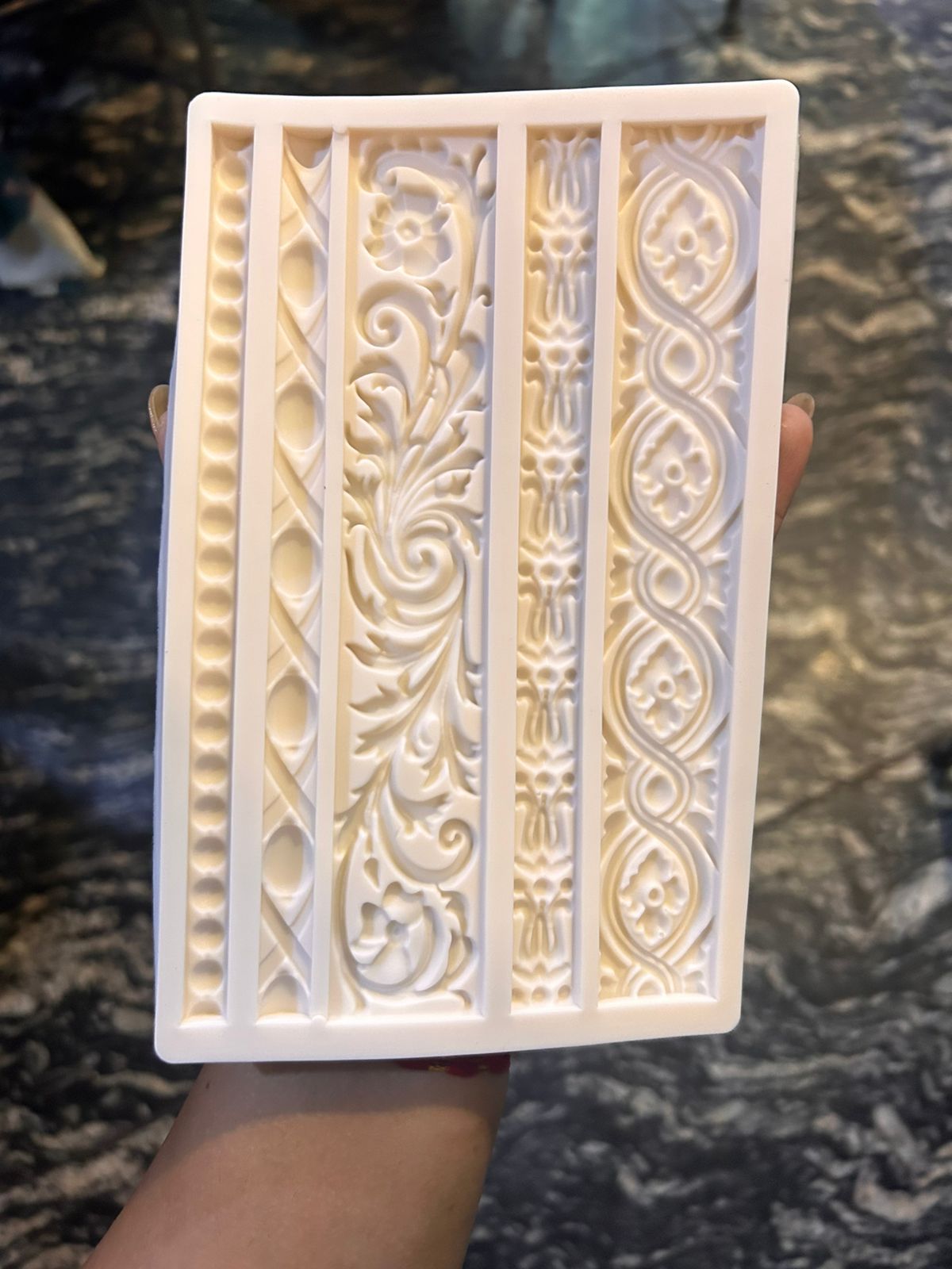 Baroque Scroll Cake Border Silicone Mould - 5 Strip Fondant Lace Border Mould