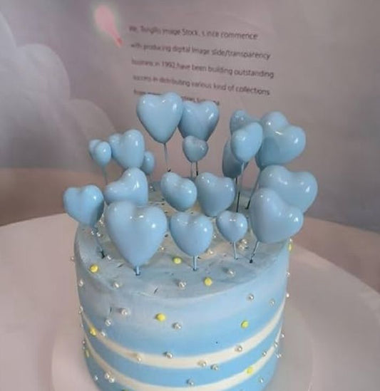 Heart Faux Ball Cake Topper - Wired Heart Toppers in Mixed Sizes