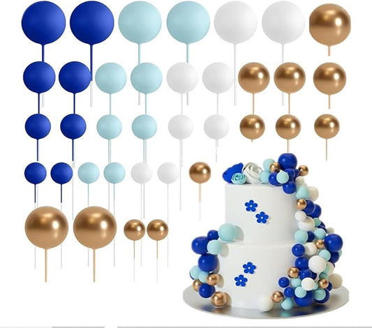 Faux Ball Cake Topper Combo Pack - Coordinated Multi-Shade Mix in Assorted Sizes