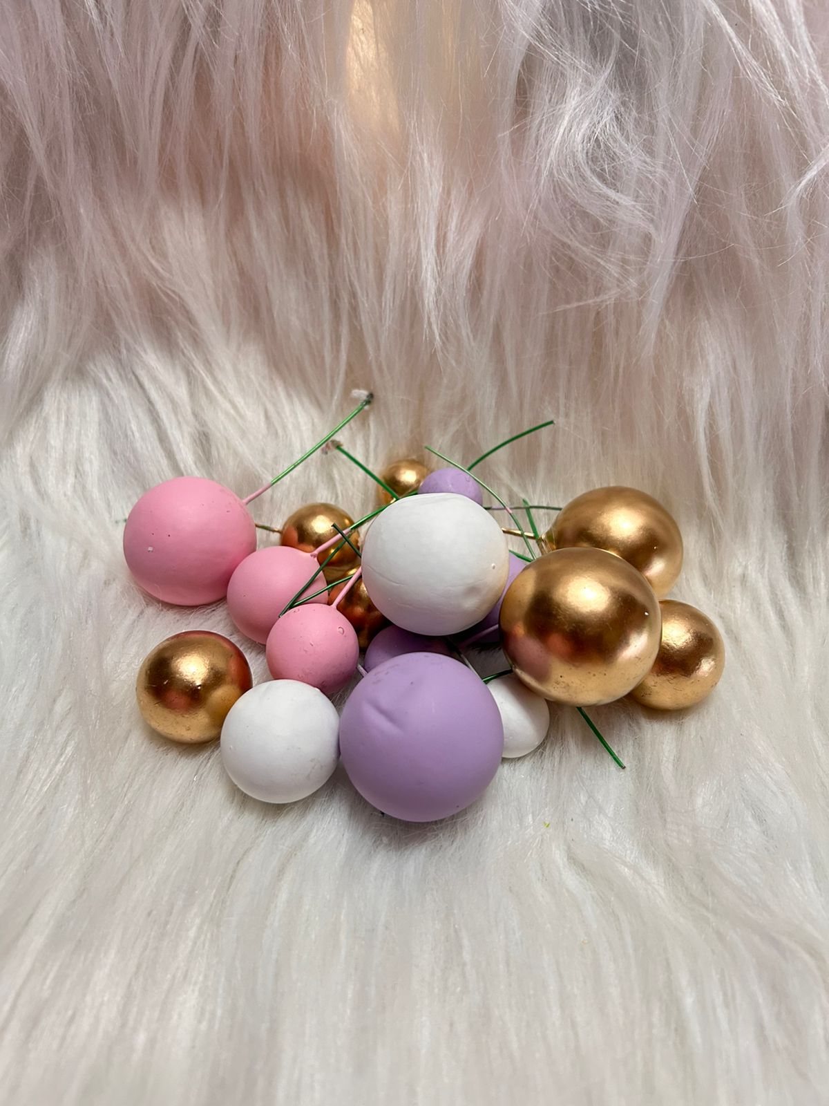 Faux Ball Cake Topper Combo Pack - Coordinated Multi-Shade Mix in Assorted Sizes