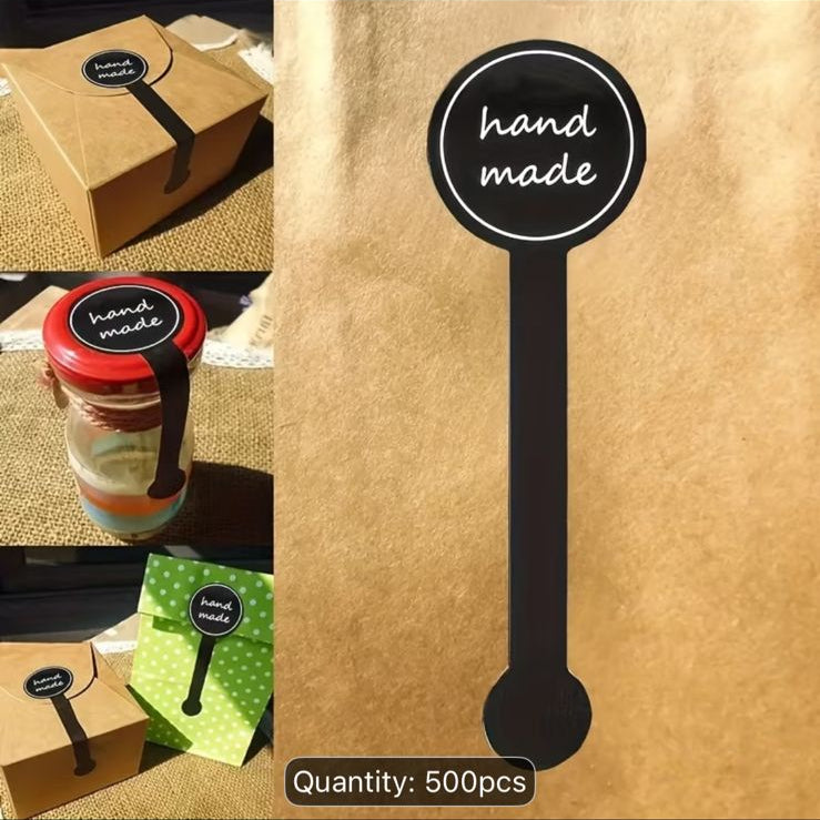Hand Made Seal Sticker Sheet - Black Seal Labels with White Home Made Strips