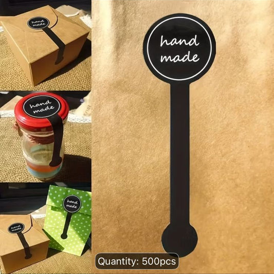 Hand Made Seal Sticker Sheet - Black Seal Labels with White Home Made Strips