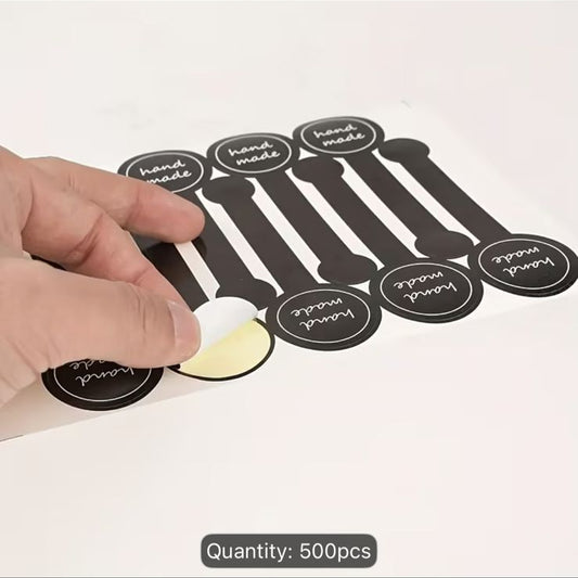 Hand Made Seal Sticker Sheet - Black Seal Labels with White Home Made Strips