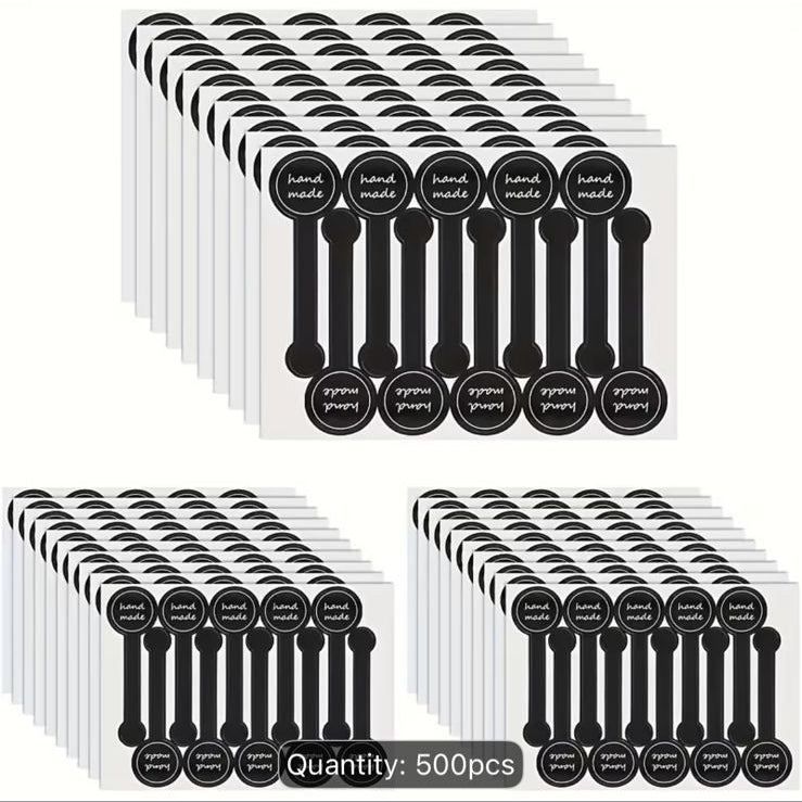 Hand Made Seal Sticker Sheet - Black Seal Labels with White Home Made Strips