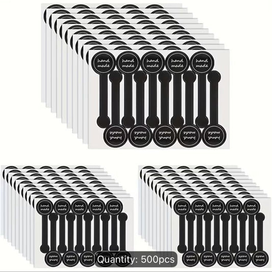 Hand Made Seal Sticker Sheet - Black Seal Labels with White Home Made Strips