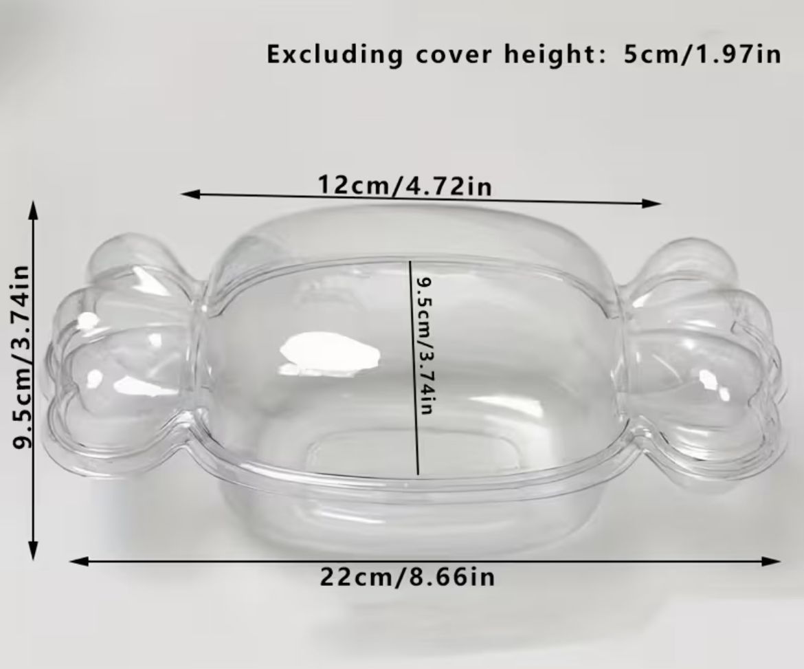 Candy Shape PVC Tub with Lid - Transparent Toffee Shaped Gift and Dessert Box