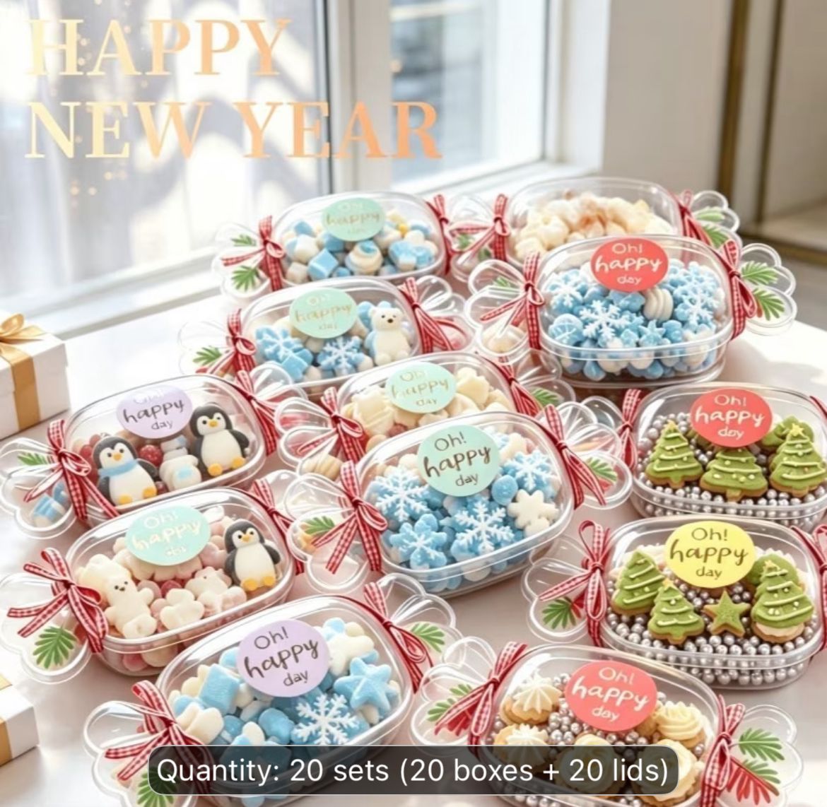 Candy Shape PVC Tub with Lid - Transparent Toffee Shaped Gift and Dessert Box