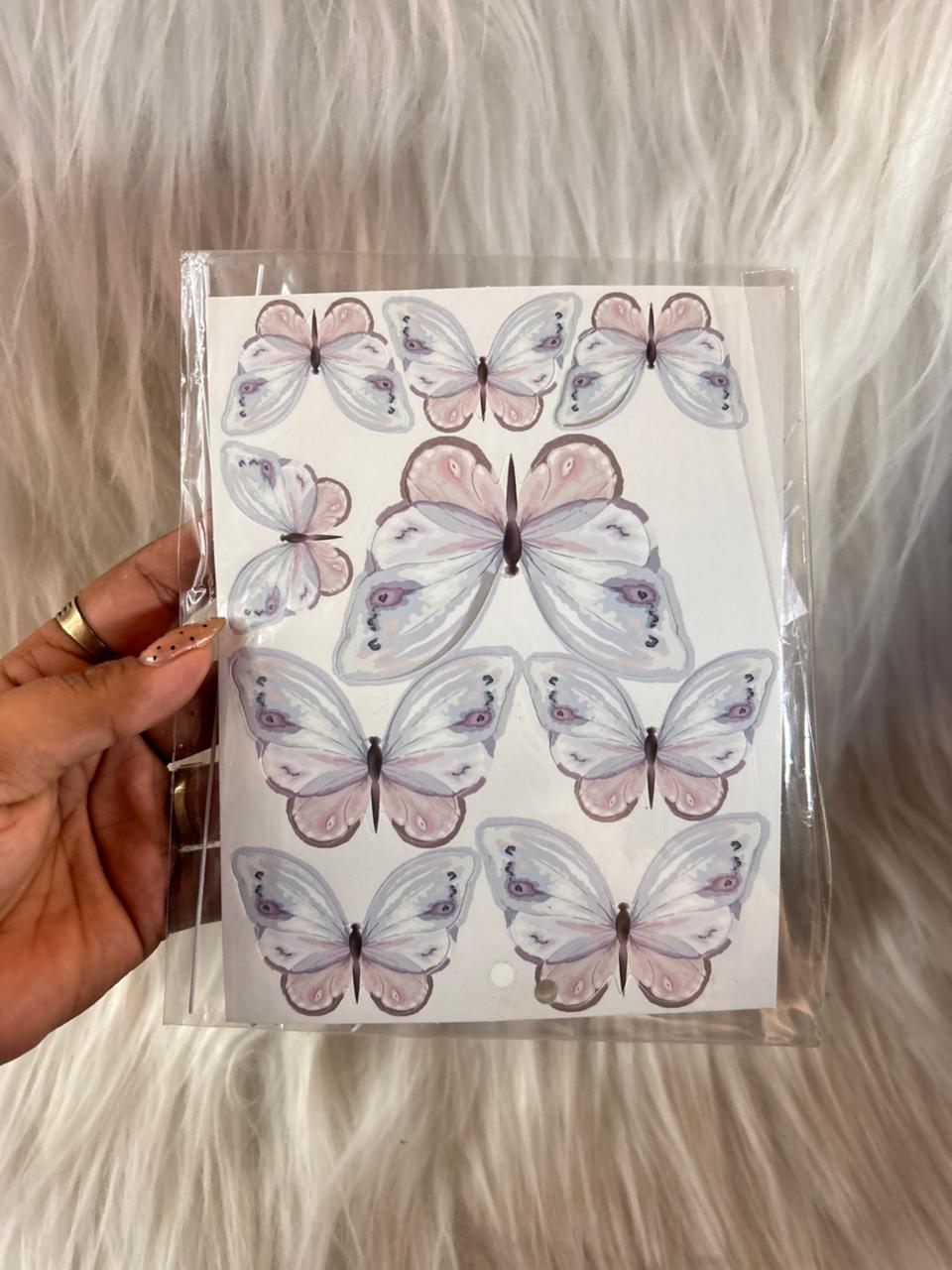 Paper Butterflies for Cake, Hamper and Party Decoration - Ivory & Pastel Family