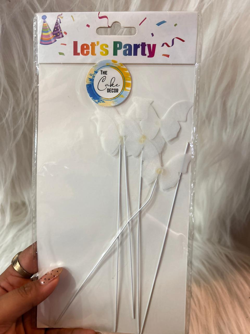 Butterfly Cake Toppers on Wire Picks - Gold Edge Laser Cut, Set of Picks